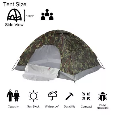 2-3 Person Family Tent Waterproof Tent Outdoor Camping Hiking Festival Camo Tent • £28.49