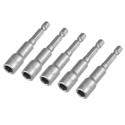 $13.44 • Buy 5pcs 1/4  Quick Change Shank Cr-V 8mm Magnetic Nut Setter 2.5  Length