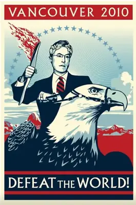 Rare Vancouver 2010 Colbert Poster  Defeat The World!  By Shepard Fairey 24 X 36 • $299.99