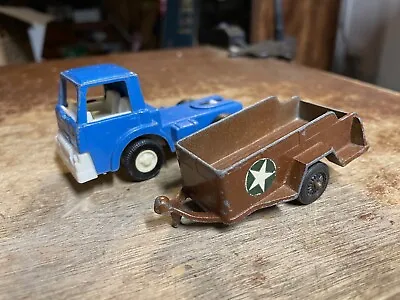 VTG Tootsie Toy Metal Army Trailer & Truck Cab 1970 Diecast & Plastic USA Toys • $5