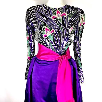 Bob Mackie Boutique Vintage Heavily Beaded Ball Gown 1980s Mardi Gras Purple NWT • $2995.99