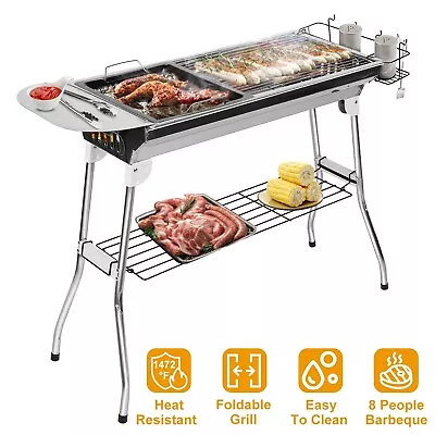 Foldable BBQ Grill Portable Charcoal Barbeque Grill Stainless Steel BBQ Grill Fo • $98.99