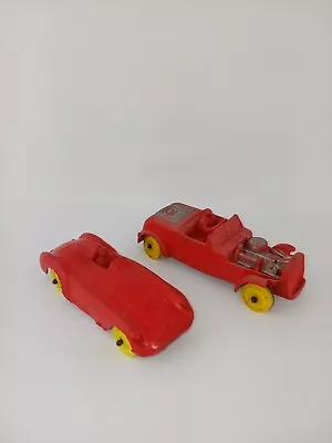 2 Vintage 1950's Auburn Rubber Hot Rod Cars With Drivers Toys • $15.99
