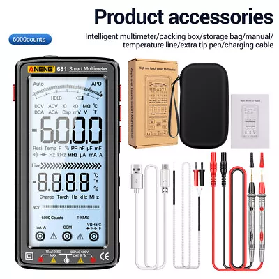 Smart LCD Digital Multimeter 6000 Counts AC/DC Voltage Tester Resistance Meter • £20.67