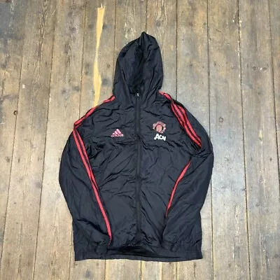 Adidas Track Jacket Manchester United Windbreaker Coat Black Mens Small • £10