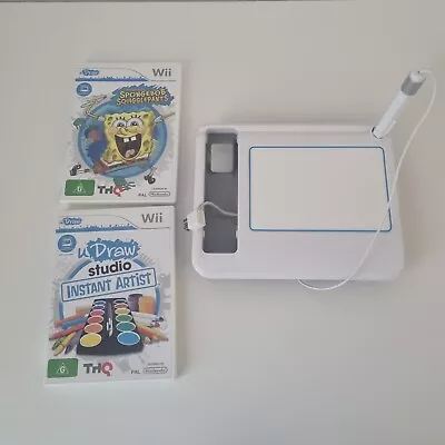 Nintendo Wii UDraw Game Tablet Plus 2 X Games Tested Free Tracked Postage • $40