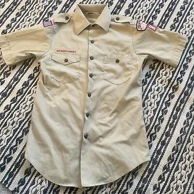 Vintage Boy Scout Shirt Mens Size Small With Patches BSA USA Shirt Sleeve. K1 • $21.38