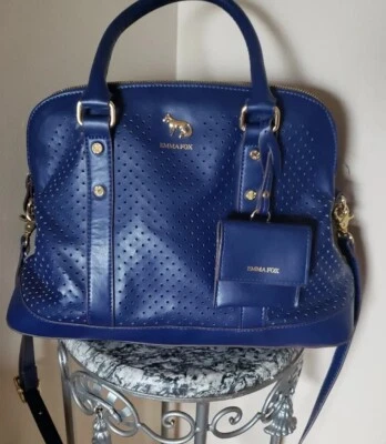 $55 • Buy Emma Fox  Navy  Genuine Leather Womens Blue Purse  Satchel  Tavel Change Purse 