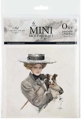 14.8cm X 14.8cm Rice Paper 6pcs Set For Scrapbooking - Retro Portraits With Dogs • £5.25