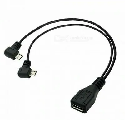 £3.95 • Buy Micro USB Female To Dual  Micro Male Angled Converter Charging Cable Y Splitter
