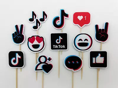 £5.99 • Buy 12 X TikTok Cake Cupcake Toppers Tik Tok Birthday Party Decorations  
