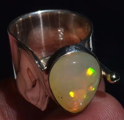 FLASHING FIRE OPAL TAXCO 925 STERLING SILVER RING Sz7.5 MEXICAN JEWELRY ~ Video • $84.99