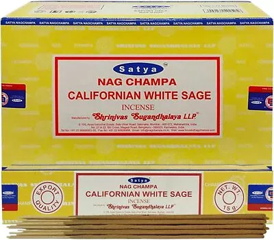 Satya Nag Champa Californian White Sage Incense Sticks Agarbatti 180 Grams Box • $12