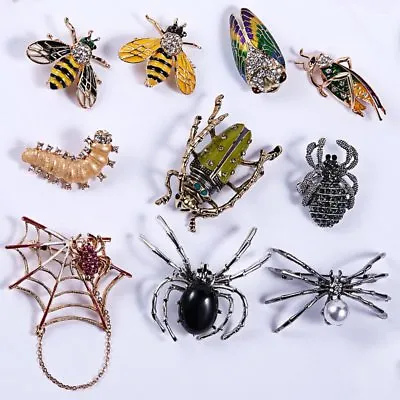 Charm Women Men Jewellery Gift Animal Insect Bee Spider Pearl Crystal Brooch Pin • $2.14