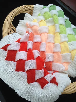 Baby Blanket Knitting Pattern Entrelac Pram And Cot Quilt Cover 21x30  DK  551 • £2.09