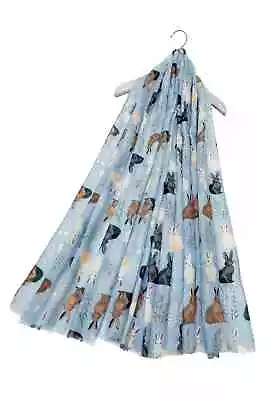 Wild Bunny Rabbit Design Print Blue Scarf • £6.99