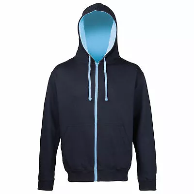 AWDis Just Hoods Varsity Contrast Hood Zoodie Zip Up Hoodie Hoody Hooded Jacket • £30