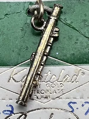 Vintage Flute Charm 22kt Gold Over Sterling Silver On Card Karatclad - A399 • $19.99