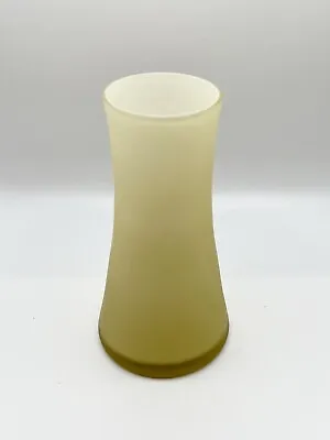 Vintage Yellow Frosted Cased Glass MCM Retro Bud Vase 5” Satin Glass Cream Tan • $11.99