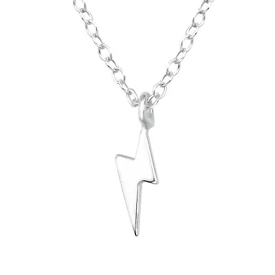 Small Lightning Bolt 925 Sterling Silver Necklace Pendant Chain 45cm / 18  • £11.95