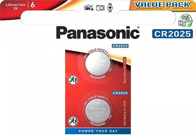 2 X PANASONIC CR2025 3V Lithium Coin Cell Button Batteries D2025 BR2025 Long Ex • £2.87