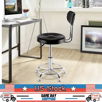 Work Shop Stool Rolling Chair Garage Seat Footrest Adjustable Height With Back • $58.90