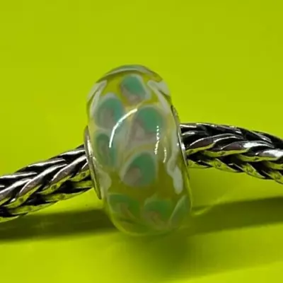 New Trollbeads OOAK Pastel Peacock Feathers Murano Bead 925 Sterling Silver • $19.98