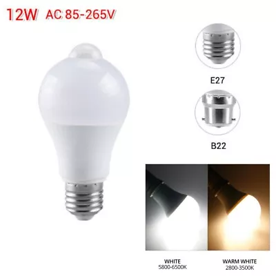 E27 B22 PIR Sensor Motion LED Light Bulb 12W Globe Energy Saving Lamp AC 85-265V • $19.99