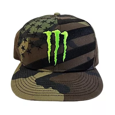 Monster Energy New Era 9Fifty Athlete Snapback Hat Cap Camo Camouflage Flag USA • $99.95
