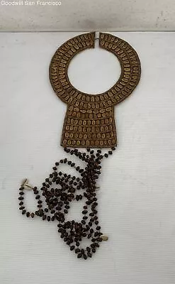 Vintage Maasai Women's Beaded Ceremonial Round Necklace Adornment Africa Brown • $29.99