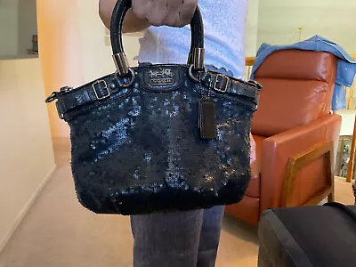 Authentic Coach Madison Sophia Sequin Satchel Bag Purse 18638 Black  • $34.33