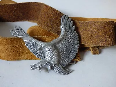 Golden Bald Eagle Bird Prey Clothes Brass Metal Leather Belt Buckle Free Uk P+p • £12.13