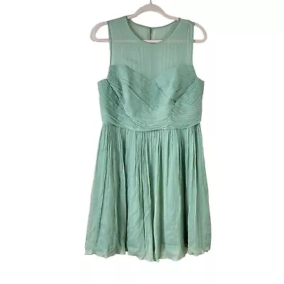 NWT J. CREW Womens Plus Size 16 Clara Mint Green Silk Ruched Chiffon Dress • $48.99