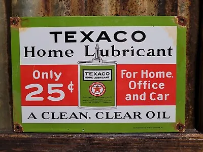 Vintage Texaco Porcelain Sign Texas Co. Home Lubricants Gas Station Motor Oil • $177.97