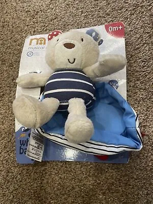 Mothercare Whale Bay Bear In Boat Musical Pull Toy 🐳 New 🐳 • £7.50