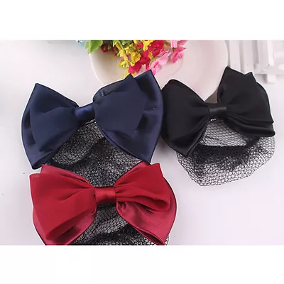 Lady Woman Bow Hairnet Barrette Bowknot Hair Clip Bun Cover Snood Net DSU ZSY • £5.23