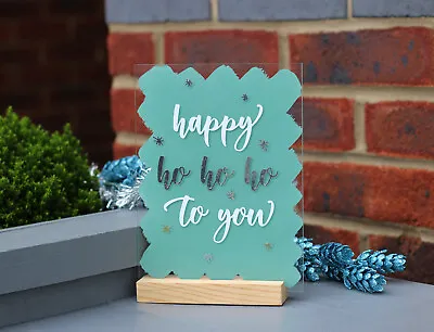 Happy Ho Ho Ho Merry Christmas Xmas Acrylic SIGN 15 X 20cm A5 Salon Home Decor • £16.95