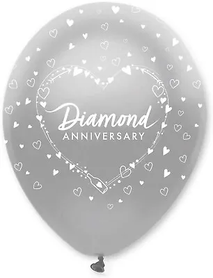 £3.50 • Buy 60th Diamond Wedding Anniversary Latex Balloons Party Decorations X 6