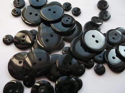 30 To 90 Black Plain Round Sewing Buttons 9mm / 11mm / 15mm / 18mm / 23mm / 28mm • £2.10