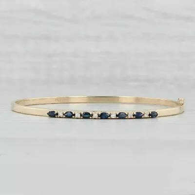 2Ct Oval Cut Simulated Sapphire Diamond  Bangle Bracelet 925 Silver Gold Plated • $176