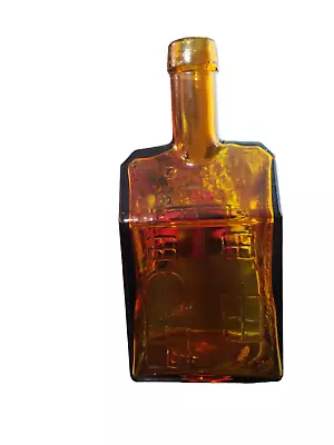 Vintage Ec's Booz's Old Cabin Whiskey Decanter Clear Brown Glass Bottle 8 1/4  T • $32.99