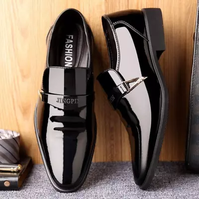 Men Business Pu Leather Slip On Leather Formal Dress Shoes Pointed Toe Shoes New • £26.26