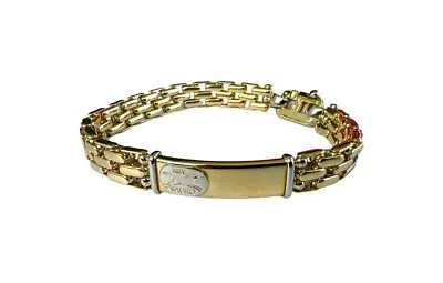 Sauro Brev 18K Yellow Gold Mens ID Bracelet Made In Italy Two-Tone Quality • $6699