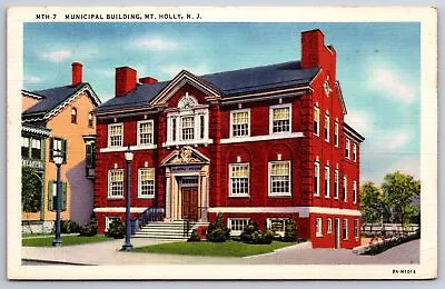 Mount Holly New Jersey~Municipal Building~1933 Linen Postcard • $13