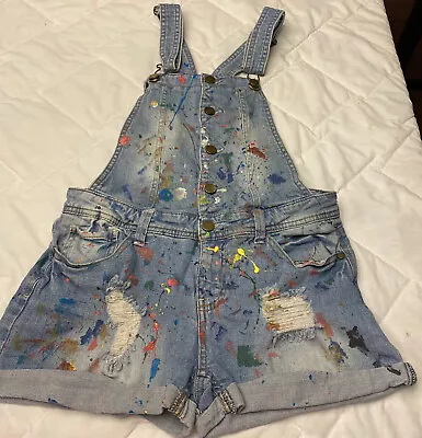 Tinseltown Overall Shorts  Shortalls. Size Medium  Paint Splattered. Unique Cute • $7.99