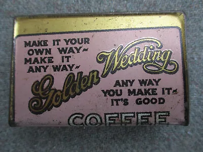 Vintage Golden Wedding Coffee Tea Baking Powder Tin Matchbox Holder Match Safe • $29.99