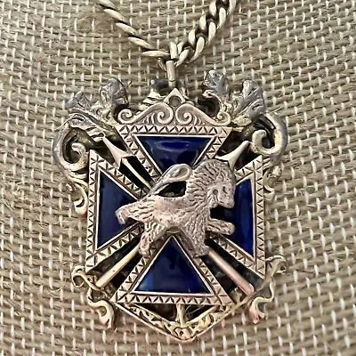 Antique Heraldic Regal Maltese Cross Lion Necklace • $13