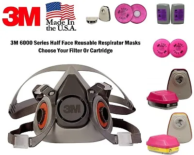 3M Reusable PPE Half Face Respirator Facepiece Mask W/ Filter Cartridge Option • $45.59