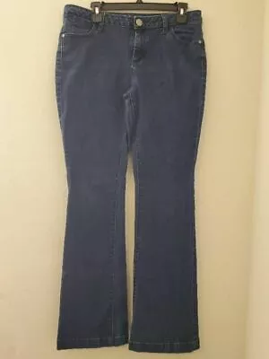 Elle Womens Boot Cut Jeans Blue Stretch Pockets Dark Wash Denim 10 • $15.55