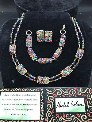 Vintage Michal Golan Handcrafted Semi-presious Stones 3 Piece  Set  • $289.99